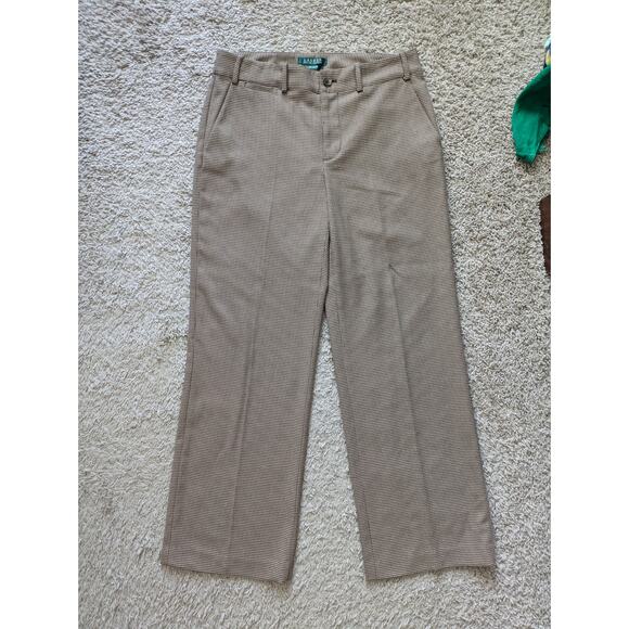 Lauren Ralph Lauren Houndstooth Sanderson Pants Womens 6 Brown Career Work - Picture 7 of 8
